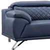 Cassie Sofa Navy Blue Top Grain Leather Adjustable Headrest 83 Inch By Casagear Home BM319229