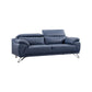 Cassie Sofa, Navy Blue Top Grain Leather, Adjustable Headrest, 83 Inch By Casagear Home