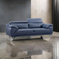 Cassie Sofa Navy Blue Top Grain Leather Adjustable Headrest 83 Inch By Casagear Home BM319229