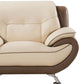 Diana Accent Chair 2 Tone Brown Cream Genuine Leather Steel Legs By Casagear Home BM319232