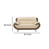 Diana Loveseat Plush 2 Tone Brown and Cream Genuine Leather 67 Inch By Casagear Home BM319233