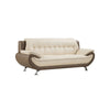 Diana 83 Inch Sofa 2 Tone Brown Cream Genuine Leather Pillow Arms Chrome By Casagear Home BM319234