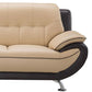 Diana Loveseat 2 Tone Brown Beige Genuine Leather Pillow Arms 67 Inch By Casagear Home BM319236