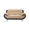 Diana Loveseat, 2 Tone Brown, Beige Genuine Leather, Pillow Arms, 67 Inch By Casagear Home