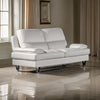 Ben Loveseat White Leather Steel Legs Pillow Top Armrests 67 Inch By Casagear Home BM319242