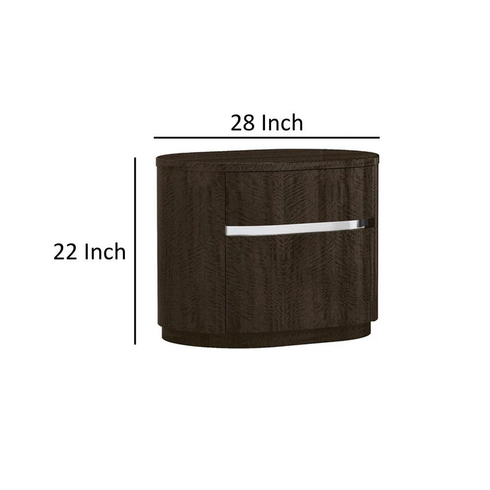 Cary Nightstand with Storage Dark Walnut Brown Steel Handle 28 Inch By Casagear Home BM319243