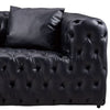 Sam Sofa Black Tufted Faux Leather Throw Pillows Chesterfield 84 Inch By Casagear Home BM319244