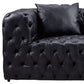 Sam Sofa Black Tufted Faux Leather Throw Pillows Chesterfield 84 Inch By Casagear Home BM319244