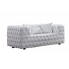 Sam 69 Inch Loveseat, Chesterfield White Tufted Faux Leather, Throw Pillows By Casagear Home