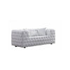 Sam Sofa, White Tufted Faux Leather, Throw Pillows, Chesterfield, 84 Inch By Casagear Home