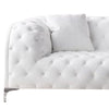 Sam Sofa White Tufted Faux Leather Throw Pillows Steel Legs 90 Inch By Casagear Home BM319248