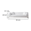 Sam Sofa White Tufted Faux Leather Throw Pillows Steel Legs 90 Inch By Casagear Home BM319248