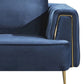 Azia Accent Chair Blue Velvet Tufted Arms Gold Accents 1 Throw Pillow By Casagear Home BM319251