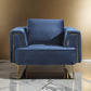 Azia Accent Chair Blue Velvet Tufted Arms Gold Accents 1 Throw Pillow By Casagear Home BM319251