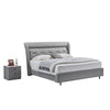 David Queen Size Bed, Tufted Gray Top Grain Genuine Leather Upholstery By Casagear Home