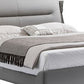 David Queen Size Bed Channel Gray Top Grain Genuine Leather Upholstery By Casagear Home BM319259