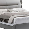 David Queen Size Bed Channel Gray Top Grain Genuine Leather Upholstery By Casagear Home BM319259