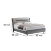 David Queen Size Bed Channel Gray Top Grain Genuine Leather Upholstery By Casagear Home BM319259