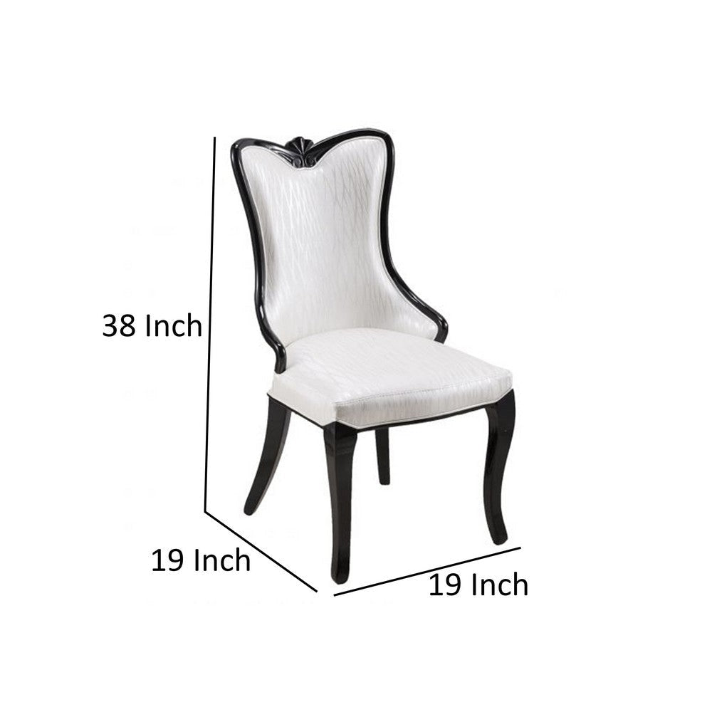 Paulo Dining Chair Set of 2 White Faux Leather Black Wood Tapered Legs By Casagear Home BM319262