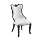 Paulo Dining Chair Set of 2, White Faux Leather, Black Wood, Tapered Legs By Casagear Home