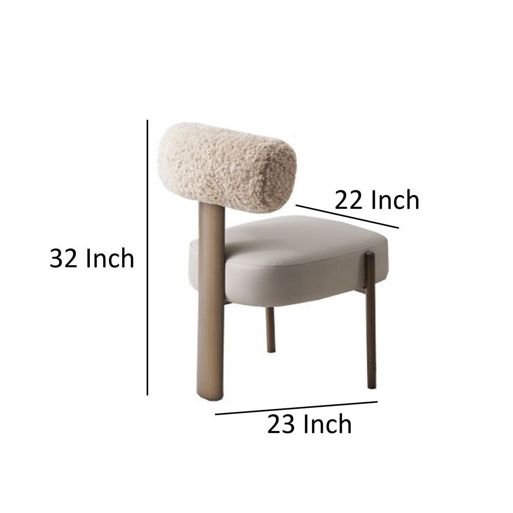 Rick Dining Chair Set of 2 Modern Design Tan Faux Leather Beige Fabric By Casagear Home BM319266