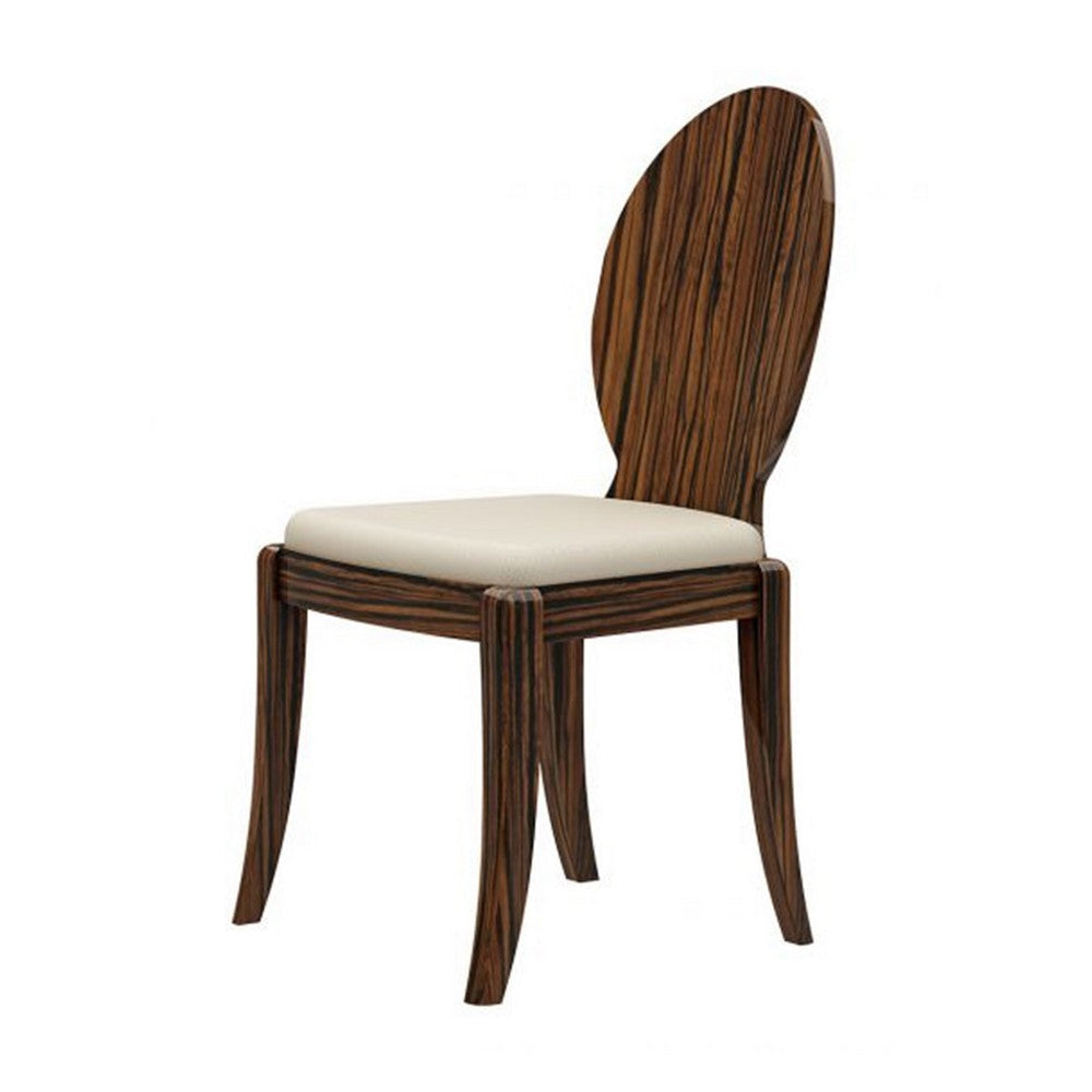 Kylie Dining Chair Set of 2 White Faux Leather Oval Backrest Brown By Casagear Home BM319268