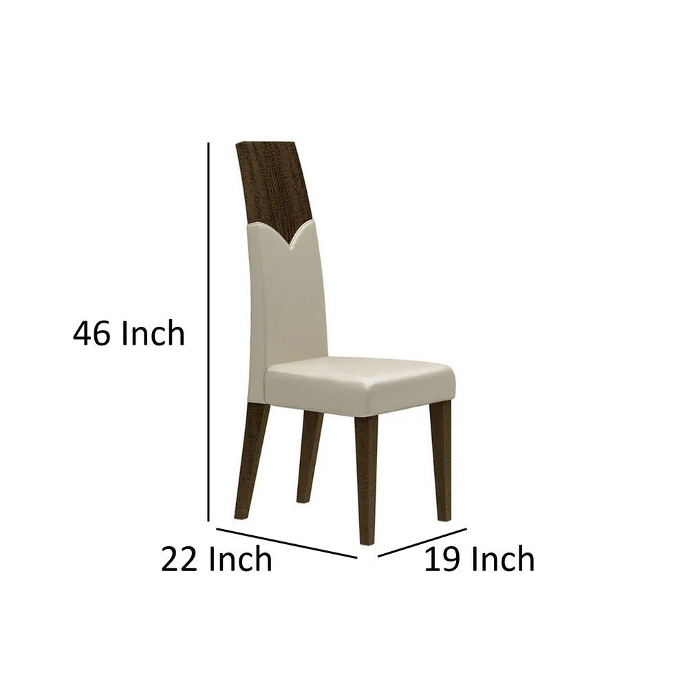 Mary Dining Side Chair Set of 2 White Faux Leather Dark Walnut Brown Wood By Casagear Home BM319270