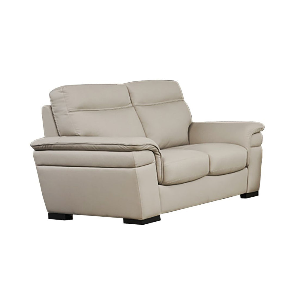 Danny Loveseat, Light Gray Italian Leather, Cushions, Wood Legs, 69 Inch By Casagear Home