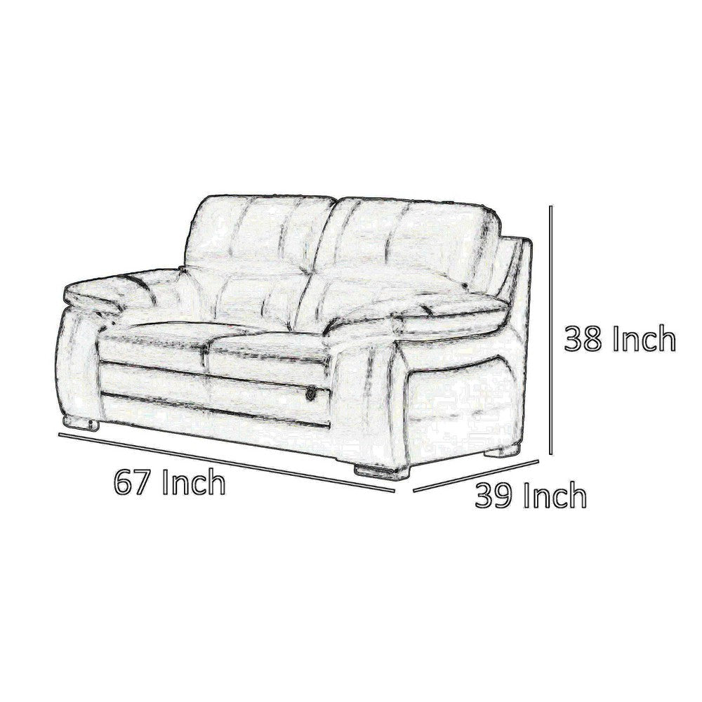 Zen Loveseat Ivory Italian Leather Foam Cushions Solid Hardwood 67 Inch By Casagear Home BM319274