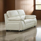 Zen Loveseat Ivory Italian Leather Foam Cushions Solid Hardwood 67 Inch By Casagear Home BM319274