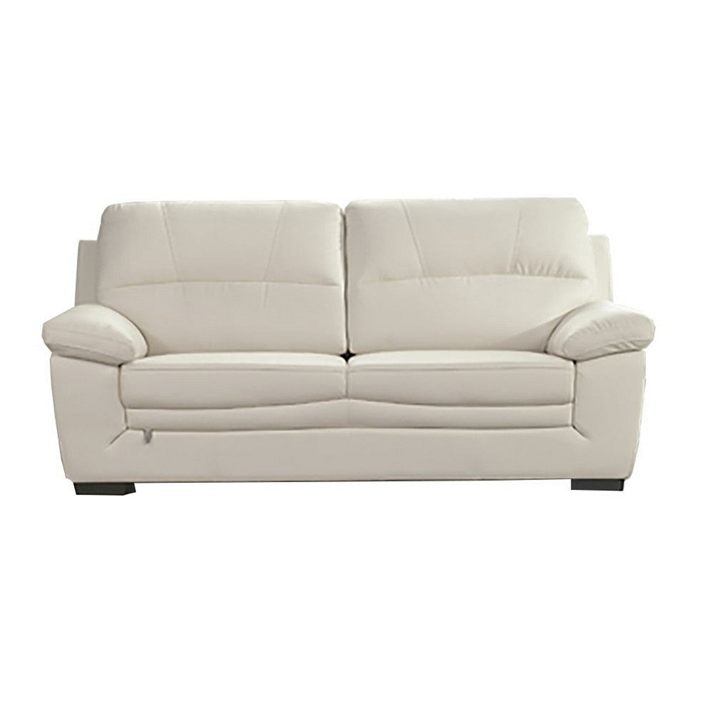 Nia Sofa, Ivory Italian Leather, Pillow Top Arms, Foam Cushions, 80 Inch By Casagear Home