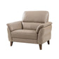 Patty Accent Chair Tan Italian Leather Pillow Top Arms Brown Wood Legs By Casagear Home BM319277