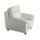 Rory Accent Chair, White Italian Leather, Foam Cushions, Angled Metal Legs By Casagear Home