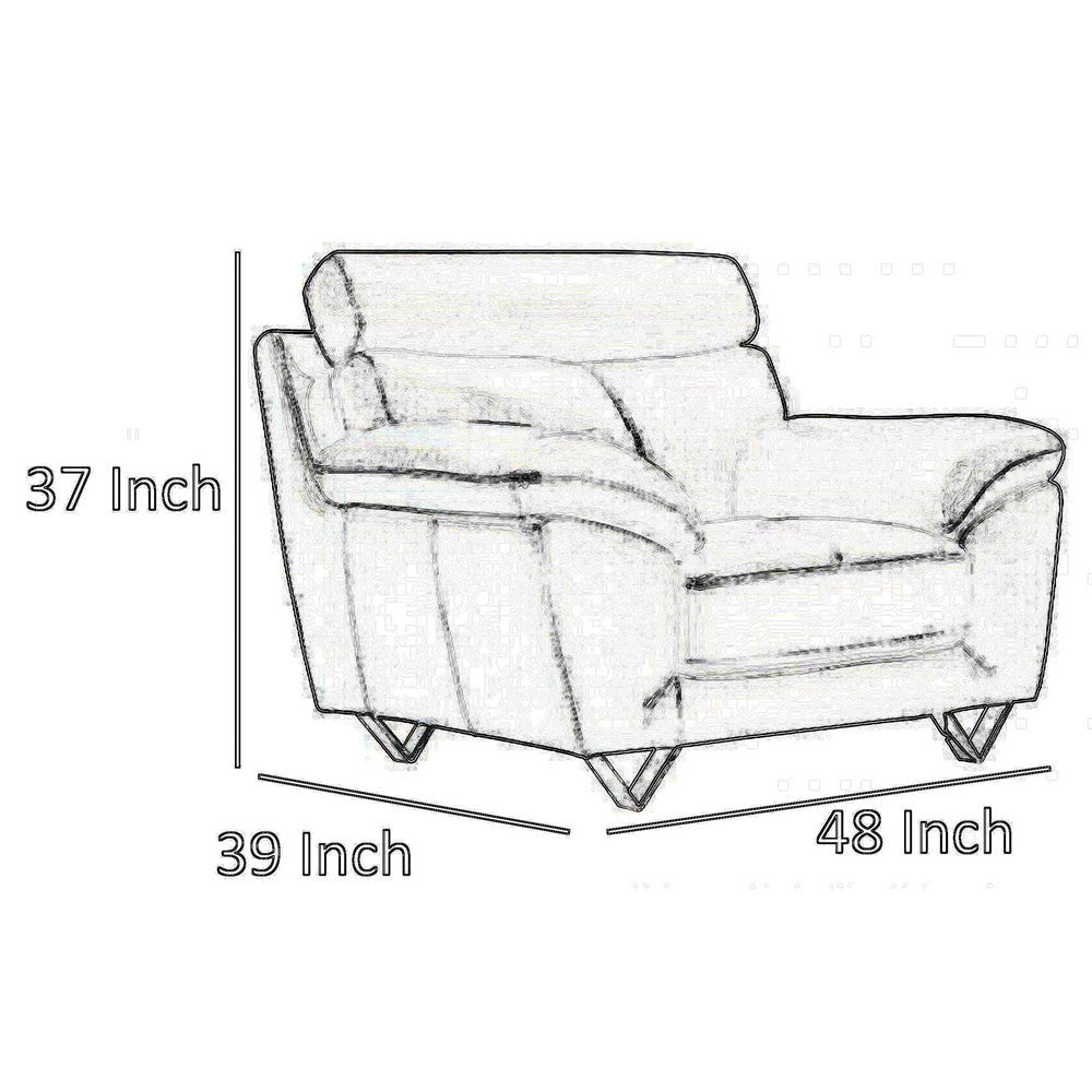 Rory Accent Chair White Italian Leather Foam Cushions Angled Metal Legs By Casagear Home BM319281