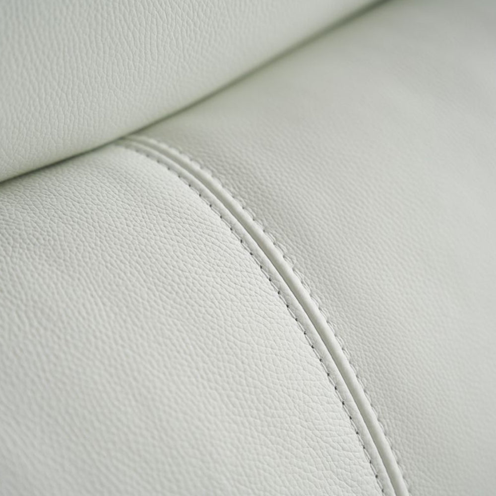 Rory Loveseat Plush White Top Grain Leather Angled Metal Legs 72 Inch By Casagear Home BM319282