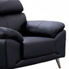 Justin Accent Chair Black Top Grain Leather Foam Cushions Steel Legs By Casagear Home BM319285