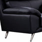 Justin Accent Chair Black Top Grain Leather Foam Cushions Steel Legs By Casagear Home BM319285