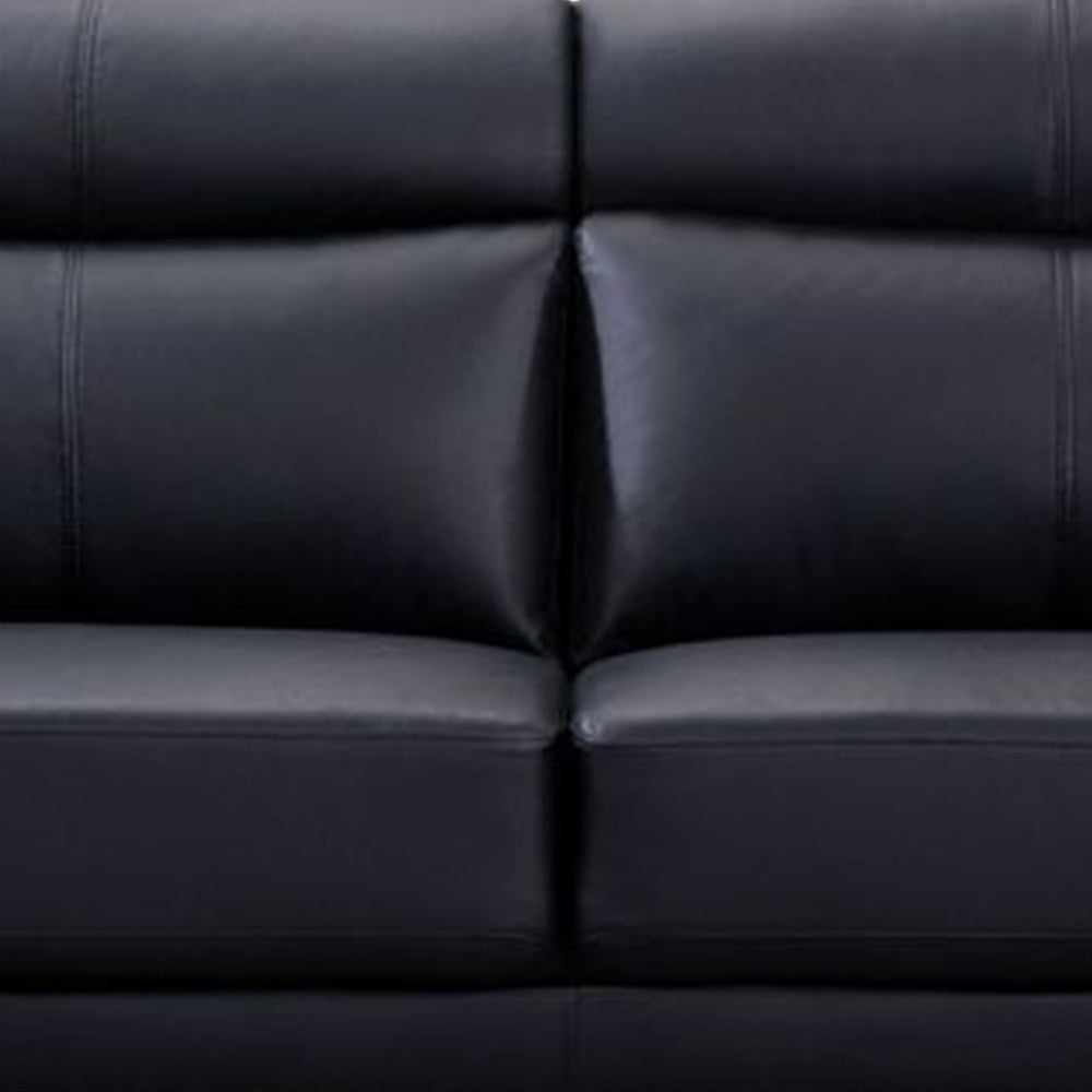 Justin Sofa Black Top Grain Leather Foam Cushions Steel Legs 80 Inch By Casagear Home BM319287