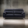 Justin Sofa Black Top Grain Leather Foam Cushions Steel Legs 80 Inch By Casagear Home BM319287