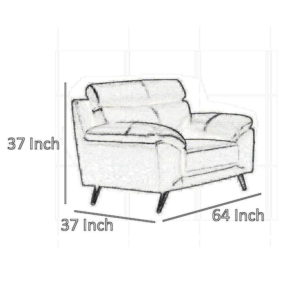 Justin 64 Inch Loveseat Light Blue Top Grain Leather Stainless Steel Legs By Casagear Home BM319289