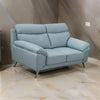 Justin 64 Inch Loveseat Light Blue Top Grain Leather Stainless Steel Legs By Casagear Home BM319289