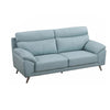 Justin Sofa, Light Blue Top Grain Leather, Cushions, Steel Legs, 80 Inch By Casagear Home