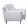 Justin Accent Chair, White Top Grain Leather, Foam Cushions, Steel Legs  By Casagear Home