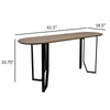 Rina Sofa Table 62 Inch Oval Brown Solid Wood Top Black Metal Frame By Casagear Home BM319302