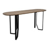 Rina Sofa Table, 62 Inch Oval Brown Solid Wood Top, Black Metal Frame By Casagear Home