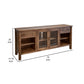 Olum 70 Inch TV Media Console Glass Doors Shelves Brown Solid Wood By Casagear Home BM319305