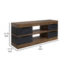 Zea 70 Inch TV Media Entertainment Console Drawers Black Brown Solid Wood By Casagear Home BM319318