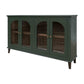 Nove 71 Inch Sideboard Console w Arch Glass Doors Green Pine Wood Bronze By Casagear Home BM319319