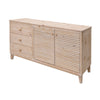 Izya 59 Inch Sideboard Console 2 Doors Natural Fluted Solid Pine Wood By Casagear Home BM319320