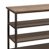 Dria 55 Inch Sofa Table 5 Shelves Black Metal Brown Solid Poplar Wood By Casagear Home BM319324